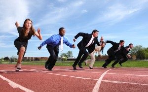 business people running